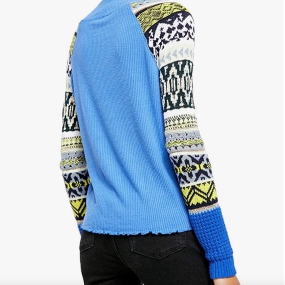 NWT Free People Prism Sweater Blue Bell Combo Size XS - Picture 3 of 12